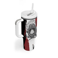 Viking Berserker Bear Valknut Vegvisir Tumbler With Handle Nordic Runic Warrior Engraving Style