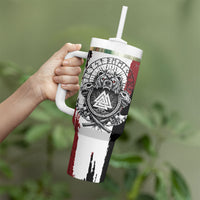 Viking Berserker Bear Valknut Vegvisir Tumbler With Handle Nordic Runic Warrior Engraving Style