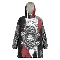 Viking Berserker Bear Valknut Vegvisir Wearable Blanket Hoodie Nordic Runic Warrior Engraving Style