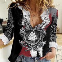 Viking Berserker Bear Valknut Vegvisir Women Casual Shirt Nordic Runic Warrior Engraving Style