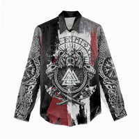 Viking Berserker Bear Valknut Vegvisir Women Casual Shirt Nordic Runic Warrior Engraving Style