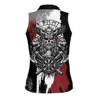 Viking Berserker Bear Valknut Vegvisir Women Sleeveless Polo Shirt Nordic Runic Warrior Engraving Style