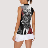 Viking Berserker Bear Valknut Vegvisir Women Sleeveless Polo Shirt Nordic Runic Warrior Engraving Style