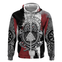 Viking Berserker Bear Valknut Vegvisir Zip Hoodie Nordic Runic Warrior Engraving Style