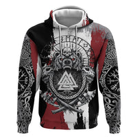 Viking Berserker Bear Valknut Vegvisir Zip Hoodie Nordic Runic Warrior Engraving Style