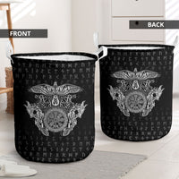 Viking Vegvisir Serpent Rune Cross Laundry Basket Nordic Knotwork Runic Engraving Style