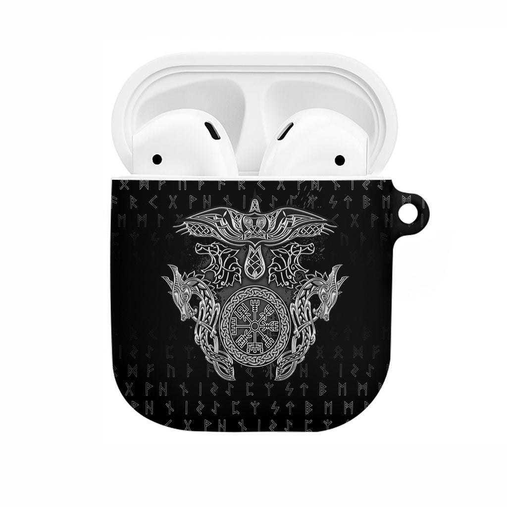 Viking Vegvisir Serpent Rune Cross AirPods Case Nordic Knotwork Runic Engraving Style