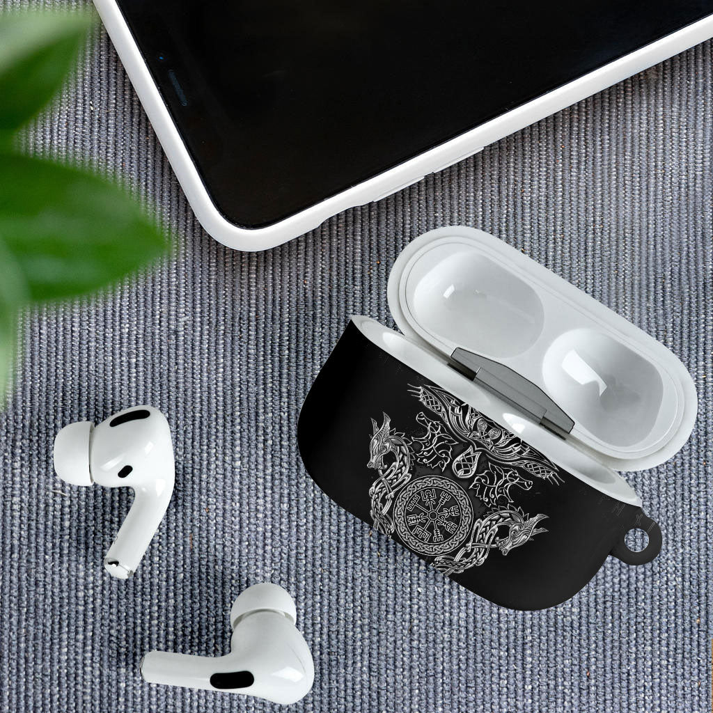 Viking Vegvisir Serpent Rune Cross AirPods Case Nordic Knotwork Runic Engraving Style