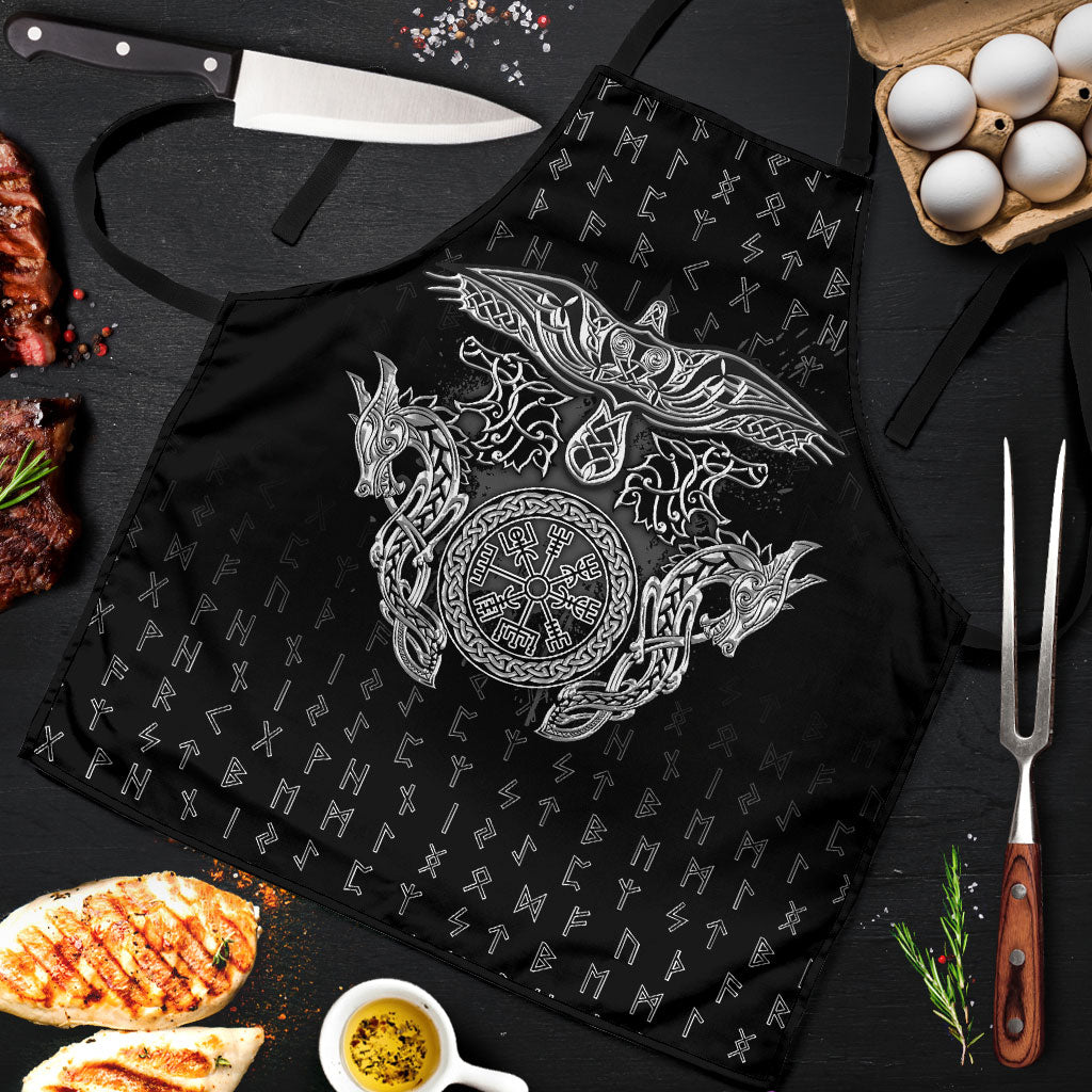 Viking Vegvisir Serpent Rune Cross Apron Nordic Knotwork Runic Engraving Style