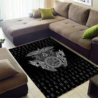 Viking Vegvisir Serpent Rune Cross Area Rug Nordic Knotwork Runic Engraving Style