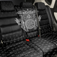 Viking Vegvisir Serpent Rune Cross Back Car Seat Cover Nordic Knotwork Runic Engraving Style