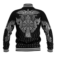 Viking Vegvisir Serpent Rune Cross Baseball Jacket Nordic Knotwork Runic Engraving Style