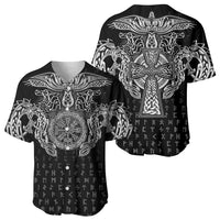 Viking Vegvisir Serpent Rune Cross Baseball Jersey Nordic Knotwork Runic Engraving Style
