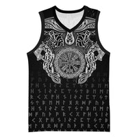 Viking Vegvisir Serpent Rune Cross Basketball Jersey Nordic Knotwork Runic Engraving Style