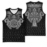 Viking Vegvisir Serpent Rune Cross Basketball Jersey Nordic Knotwork Runic Engraving Style