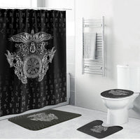 Viking Vegvisir Serpent Rune Cross Bathroom Set Nordic Knotwork Runic Engraving Style