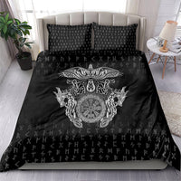 Viking Vegvisir Serpent Rune Cross Bedding Set Nordic Knotwork Runic Engraving Style