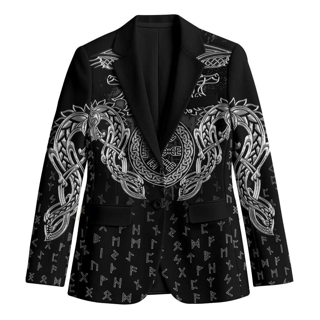 Viking Vegvisir Serpent Rune Cross Blazer Nordic Knotwork Runic Engraving Style