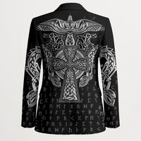 Viking Vegvisir Serpent Rune Cross Blazer Nordic Knotwork Runic Engraving Style