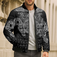 Viking Vegvisir Serpent Rune Cross Bomber Puffer Jacket Nordic Knotwork Runic Engraving Style