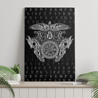 Viking Vegvisir Serpent Rune Cross Canvas Wall Art Nordic Knotwork Runic Engraving Style