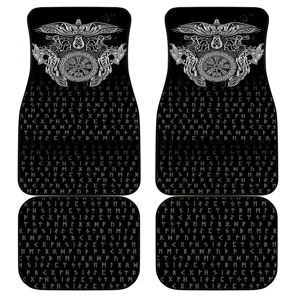 Viking Vegvisir Serpent Rune Cross Car Mats Nordic Knotwork Runic Engraving Style