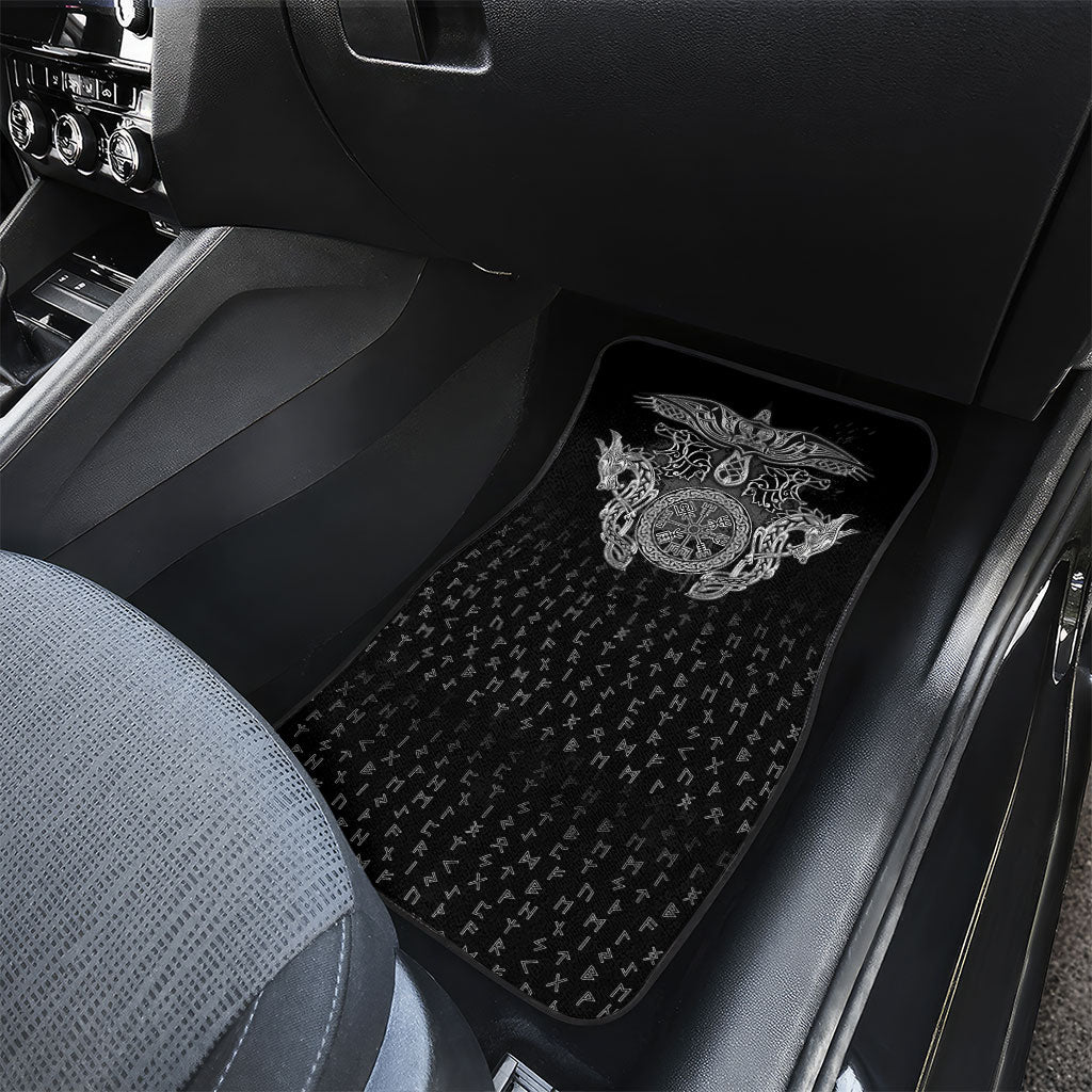 Viking Vegvisir Serpent Rune Cross Car Mats Nordic Knotwork Runic Engraving Style