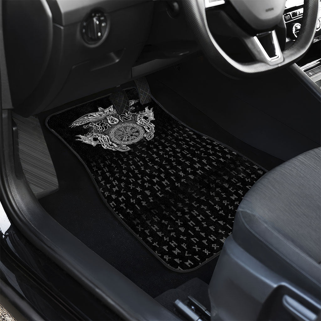 Viking Vegvisir Serpent Rune Cross Car Mats Nordic Knotwork Runic Engraving Style