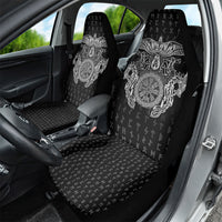 Viking Vegvisir Serpent Rune Cross Car Seat Cover Nordic Knotwork Runic Engraving Style
