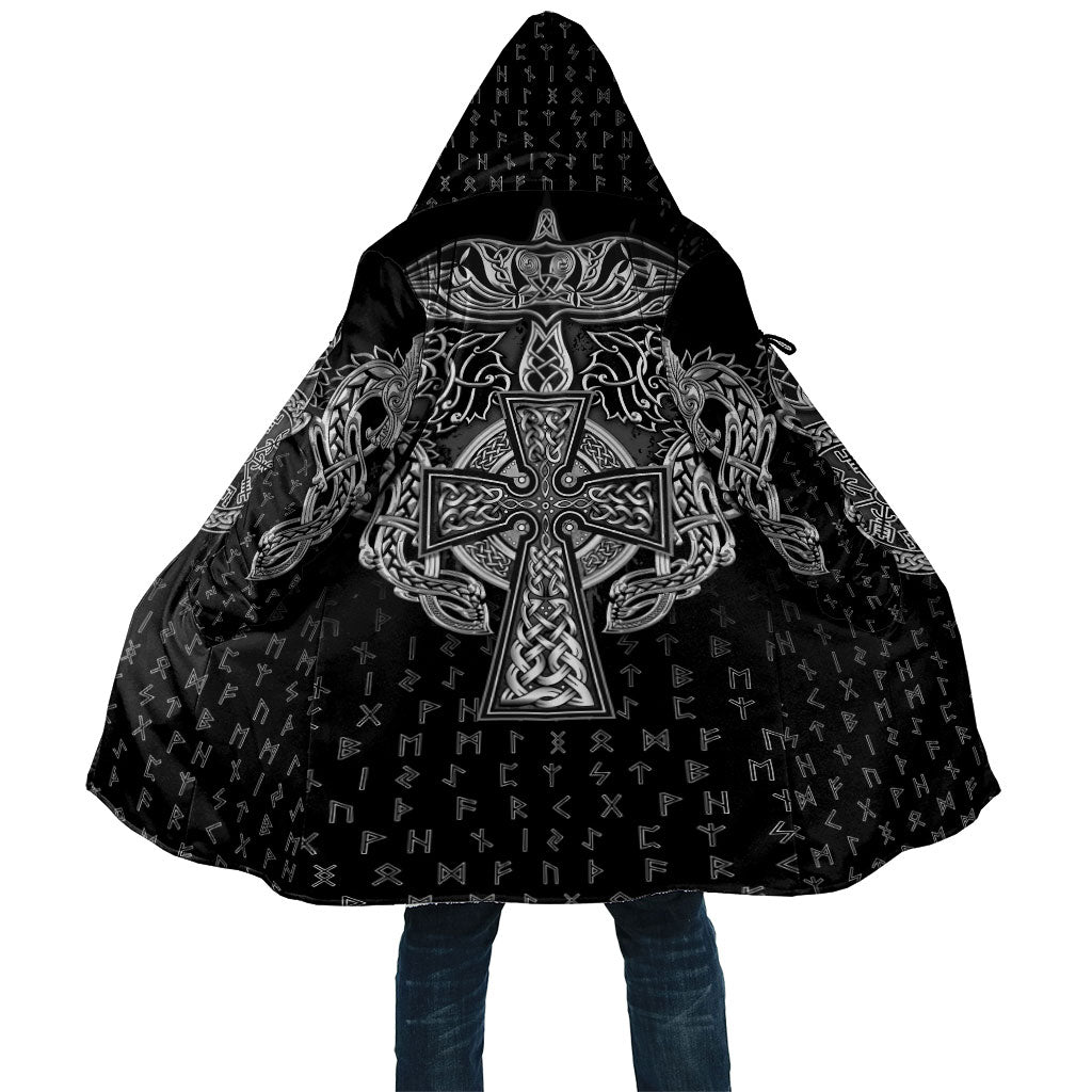 Viking Vegvisir Serpent Rune Cross Cloak Nordic Knotwork Runic Engraving Style