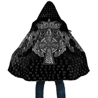 Viking Vegvisir Serpent Rune Cross Cloak Nordic Knotwork Runic Engraving Style
