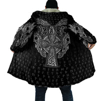 Viking Vegvisir Serpent Rune Cross Cloak Nordic Knotwork Runic Engraving Style