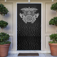 Viking Vegvisir Serpent Rune Cross Door Cover Nordic Knotwork Runic Engraving Style