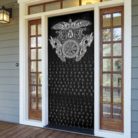 Viking Vegvisir Serpent Rune Cross Door Cover Nordic Knotwork Runic Engraving Style