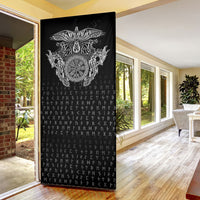 Viking Vegvisir Serpent Rune Cross Door Cover Nordic Knotwork Runic Engraving Style
