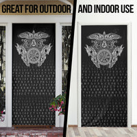 Viking Vegvisir Serpent Rune Cross Door Cover Nordic Knotwork Runic Engraving Style