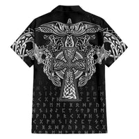 Viking Vegvisir Serpent Rune Cross Hawaiian Shirt Nordic Knotwork Runic Engraving Style