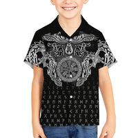 Viking Vegvisir Serpent Rune Cross Hawaiian Shirt Nordic Knotwork Runic Engraving Style