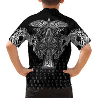 Viking Vegvisir Serpent Rune Cross Hawaiian Shirt Nordic Knotwork Runic Engraving Style