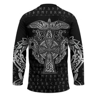Viking Vegvisir Serpent Rune Cross Hockey Jersey Nordic Knotwork Runic Engraving Style