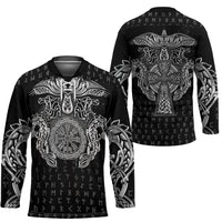 Viking Vegvisir Serpent Rune Cross Hockey Jersey Nordic Knotwork Runic Engraving Style