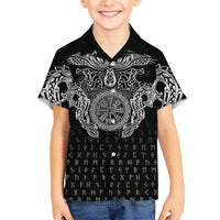 Viking Vegvisir Serpent Rune Cross Kid Hawaiian Shirt Nordic Knotwork Runic Engraving Style