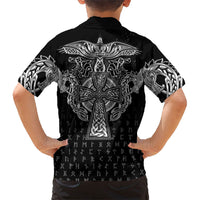 Viking Vegvisir Serpent Rune Cross Kid Hawaiian Shirt Nordic Knotwork Runic Engraving Style
