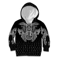 Viking Vegvisir Serpent Rune Cross Kid Hoodie Nordic Knotwork Runic Engraving Style