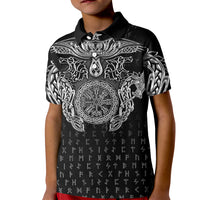 Viking Vegvisir Serpent Rune Cross Kid Polo Shirt Nordic Knotwork Runic Engraving Style