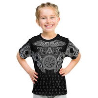 Viking Vegvisir Serpent Rune Cross Kid T Shirt Nordic Knotwork Runic Engraving Style