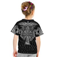 Viking Vegvisir Serpent Rune Cross Kid T Shirt Nordic Knotwork Runic Engraving Style