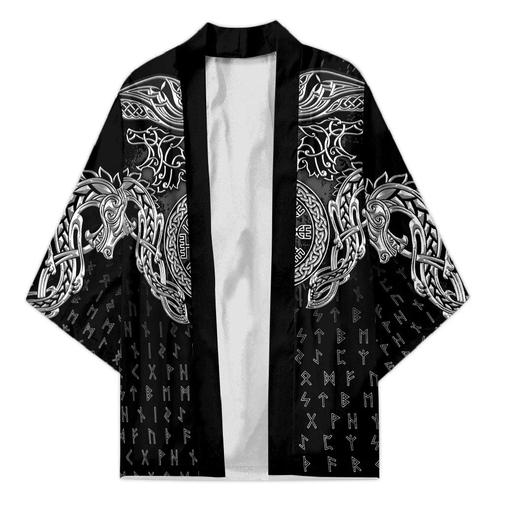 Viking Vegvisir Serpent Rune Cross Kimono Nordic Knotwork Runic Engraving Style