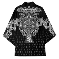 Viking Vegvisir Serpent Rune Cross Kimono Nordic Knotwork Runic Engraving Style