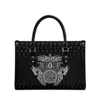 Viking Vegvisir Serpent Rune Cross Leather Bag Nordic Knotwork Runic Engraving Style